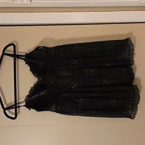 Pink Fuschia Black Glitter Plus Size Baby Doll Lingerie Size 3X - Picture 4 of 7